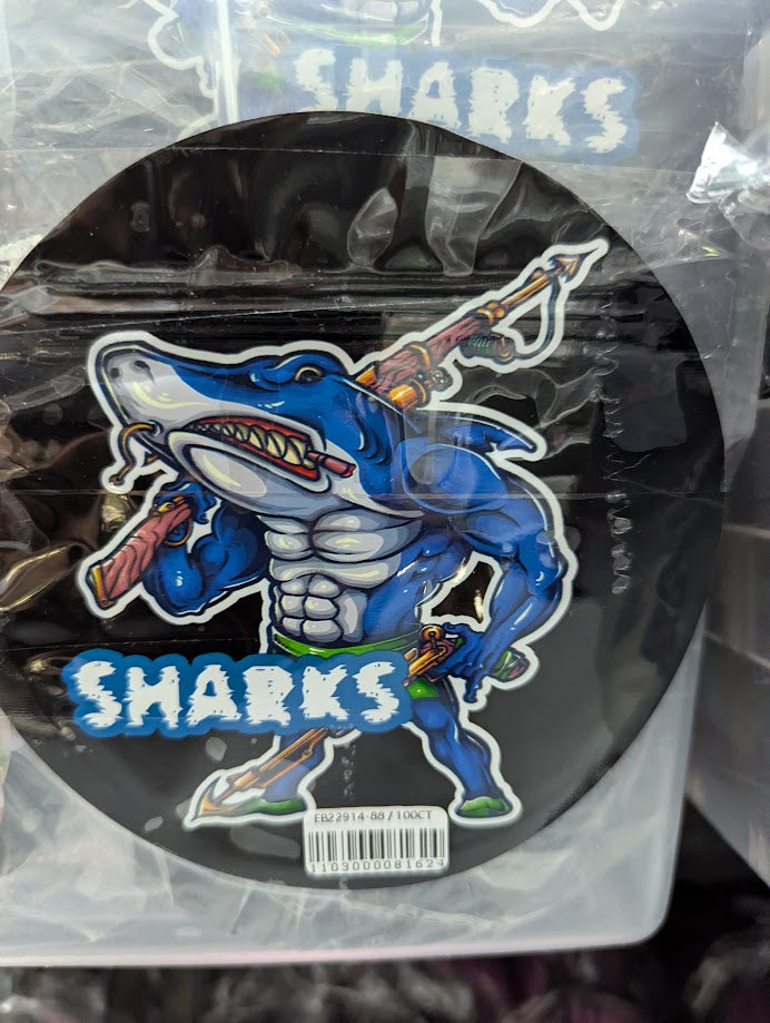 Smell-proof Sharks Mylar Bags in a pack of 50 from The Baggie Store, featuring durable, airtight storage for secure packaging.