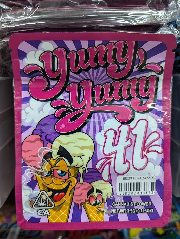 Set of 50 smell-proof Yumy Yumy 41 Mylar Bags by The Baggie Store, durable and resealable for secure storage.