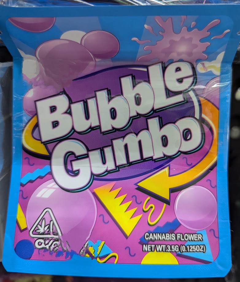 Smell-proof Bubble Gumbo Mylar bags from The Baggie Store, 50-pack, featuring resealable, durable storage for herbs or snacks.