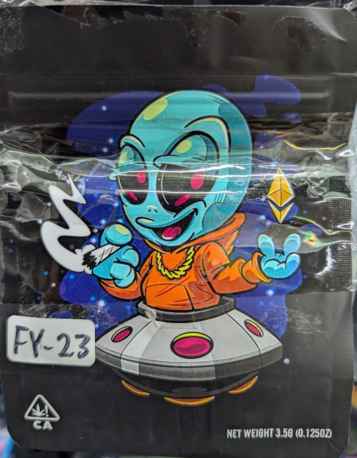 Smell-proof Alien-themed Mylar Bags by The Baggie Store, 50-pack, featuring colorful alien designs and secure sealing.