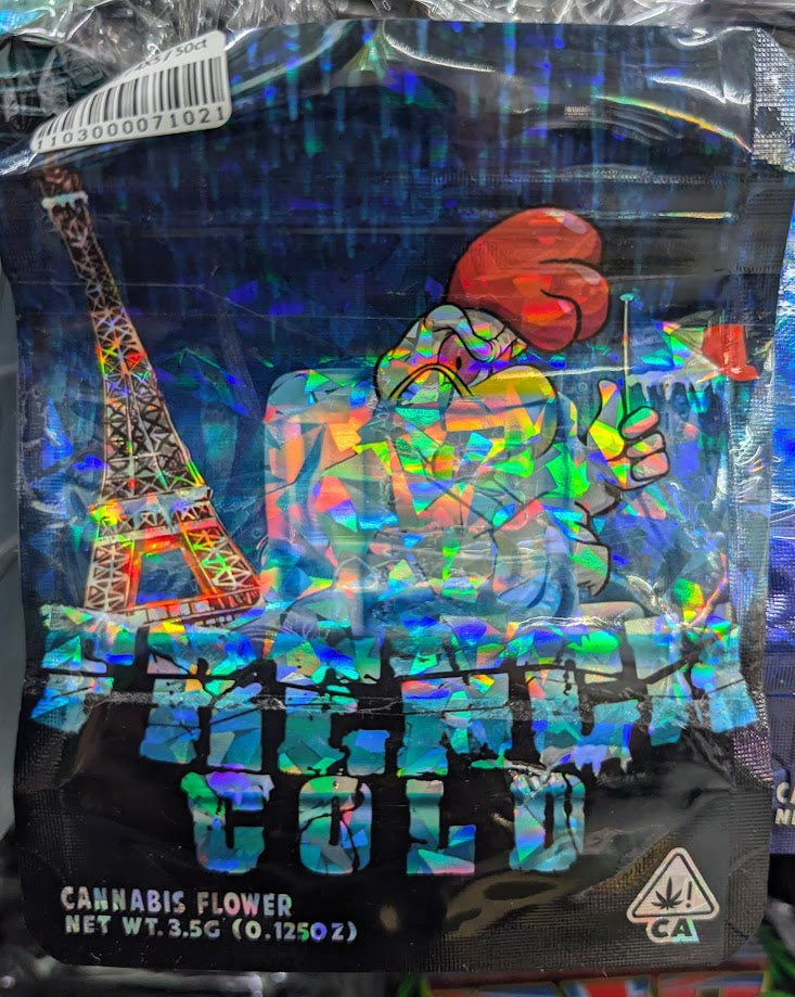French Cold Hologram Mylar Bags, smell-proof, 50-pack by The Baggie Store, featuring hologram design and secure sealing.