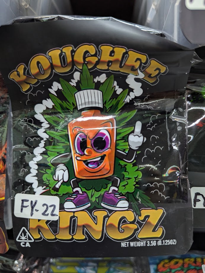 Smell-proof Koughee Kingz Mylar Bags by The Baggie Store, 50-pack, featuring resealable, durable storage for herbs or snacks.