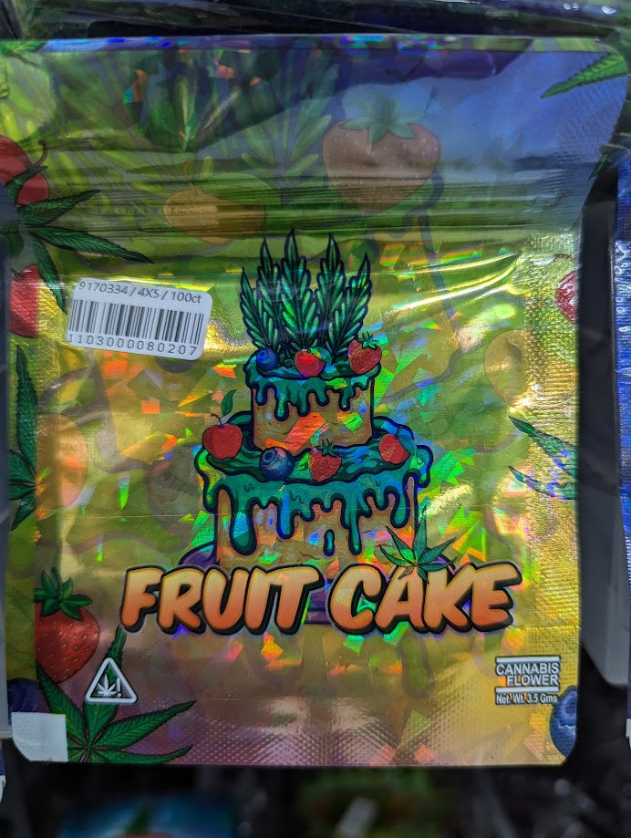 Smell proof Fruit Cake Mylar bags, 50-pack, featuring secure, durable storage for baked goods and snacks.