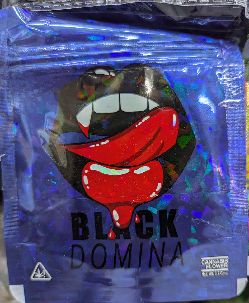 Black Domina smell-proof Mylar bags from The Baggie Store, 50-pack, featuring durable, opaque storage for discreet packaging.