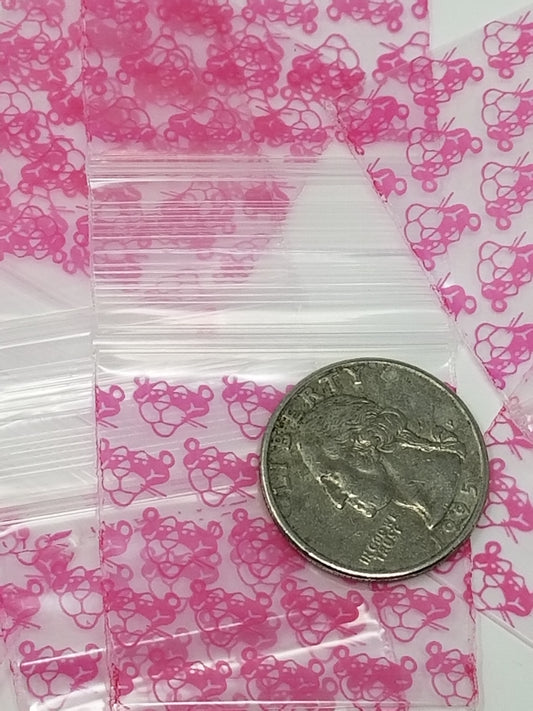 Pink Panther resealable bags by Original Apple Bags, 1.5 x 1.5 inches, ideal for storing small items or packaging.