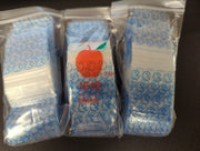 Blue Pacman Original Apple Bags, 1.5 x 1.5 inches, featuring playful Pacman design for packaging or gift wrapping.