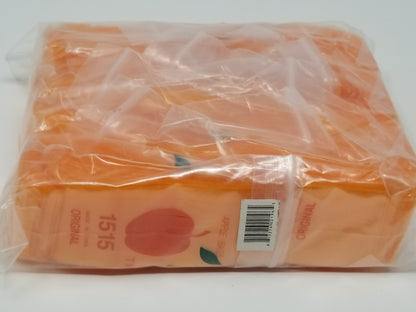 Orange 1515 Original Apple Bags, 1.5x1.5-inch resealable bags with a colorful, transparent design for storage or packaging.