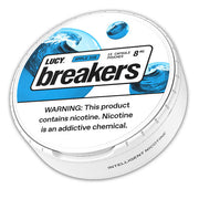 LUCY Lucy Breakers 8MG energy drink cans in a 5-can sleeve, featuring colorful branding and sleek design.