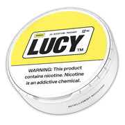LUCY Lucy Pouches 12MG CBD vape can sleeve with five 12mg CBD pouches in a sleek, portable design.