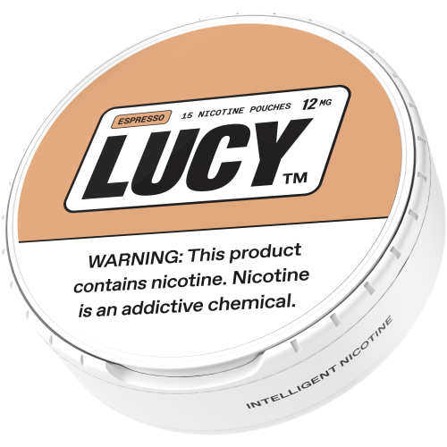 LUCY Lucy Pouches 12MG cannabis vape pen sleeve with 5 can design, featuring sleek packaging and colorful branding.