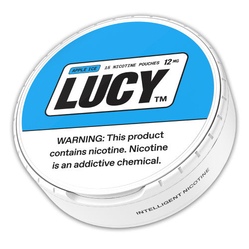 LUCY Lucy Pouches 4MG cannabis seltzer 5-can sleeve featuring colorful cans with fruity flavor designs.