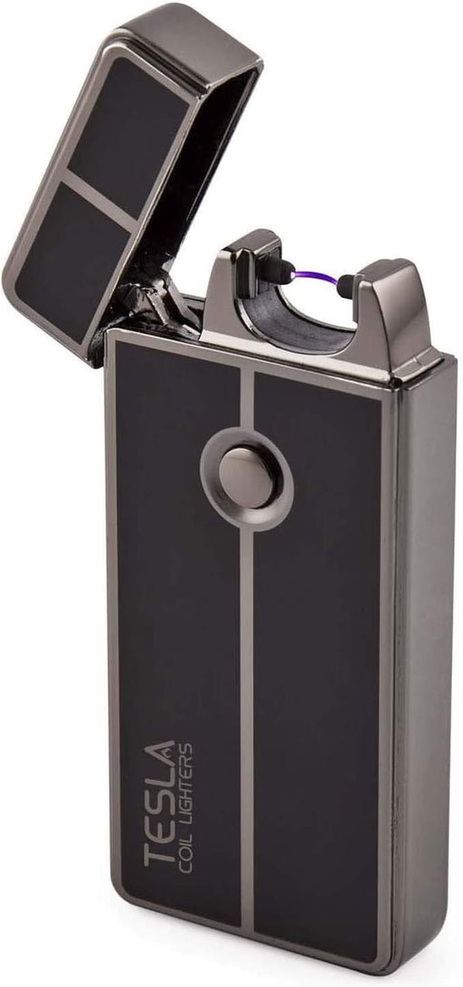 Tesla Coil Lighters™ USB rechargeable windproof arc lighter with a sleek design and electric coil ignition.
