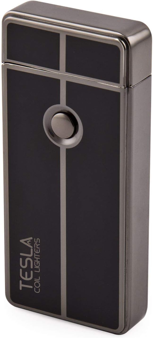 Tesla Coil Lighters™ USB rechargeable windproof arc lighter with sleek design and electric coil, ideal for outdoor and indoor use.