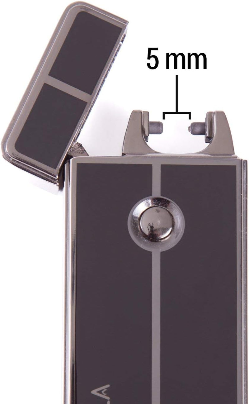 Tesla Coil Lighters™ USB rechargeable windproof arc lighter with sleek design and electric arc visible, ideal for outdoor use.