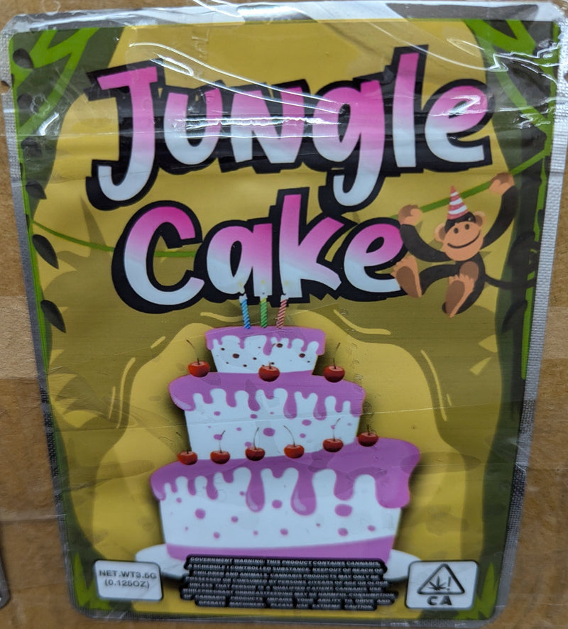 Smell-proof Jungle Cake bags from The Baggie Store, 50-pack, featuring resealable, odor-resistant storage for herbs or snacks.