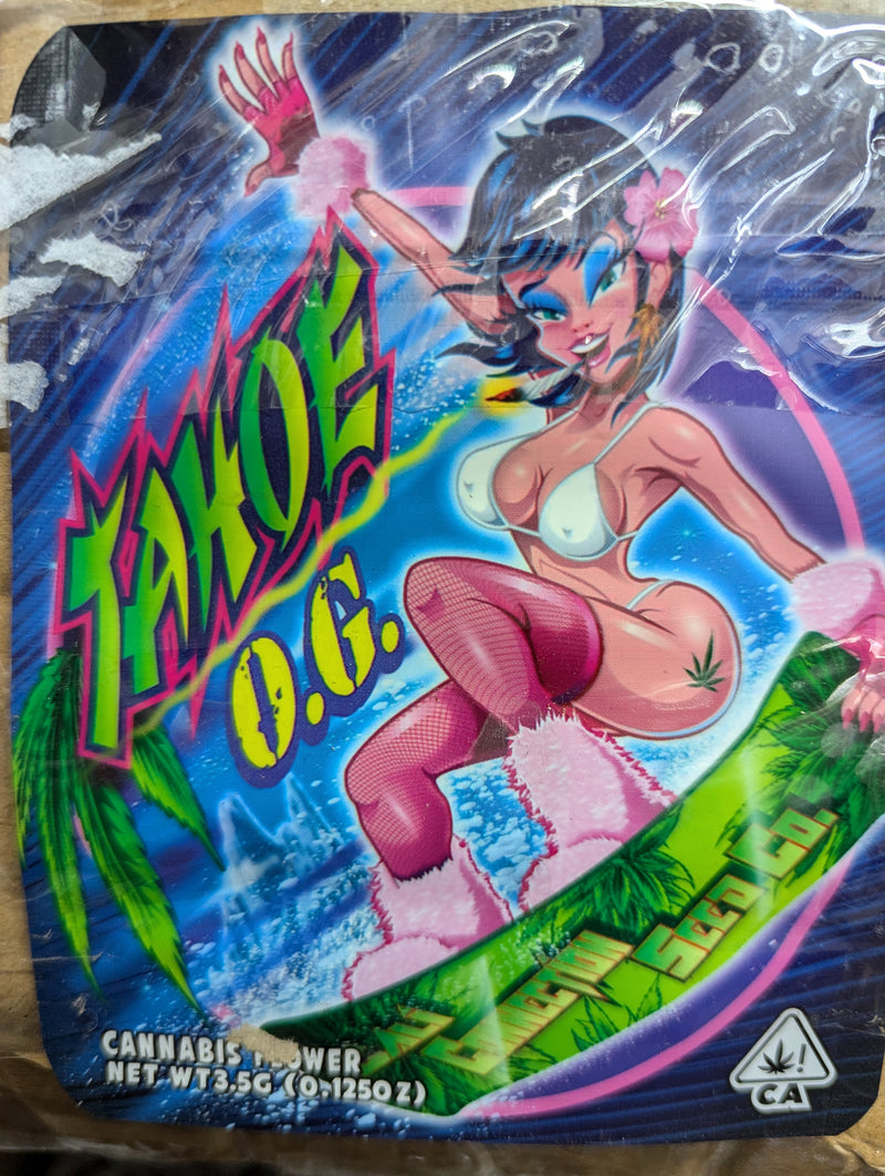 Smell-proof Tahoe OG storage bags by The Baggie Store, set of 50, featuring secure, odor-resistant design for discreet storage.