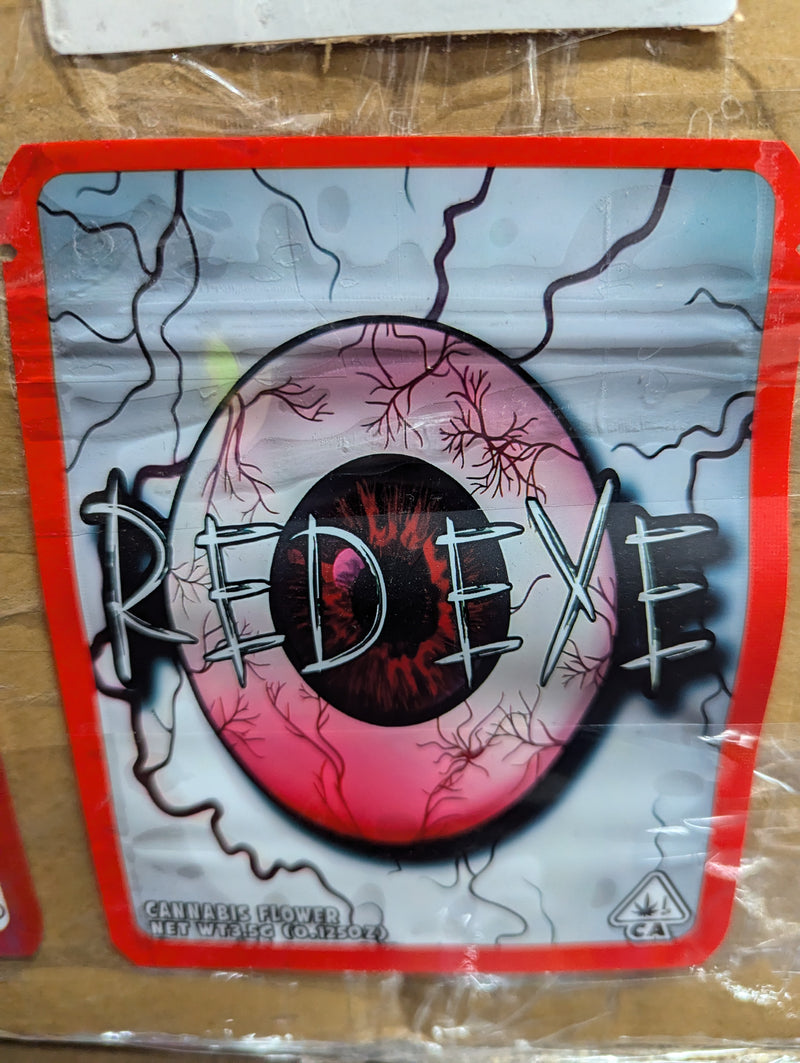 Red Eye smell-proof bags from The Baggie Store, 50-pack, with secure seal and durable design for discreet storage.