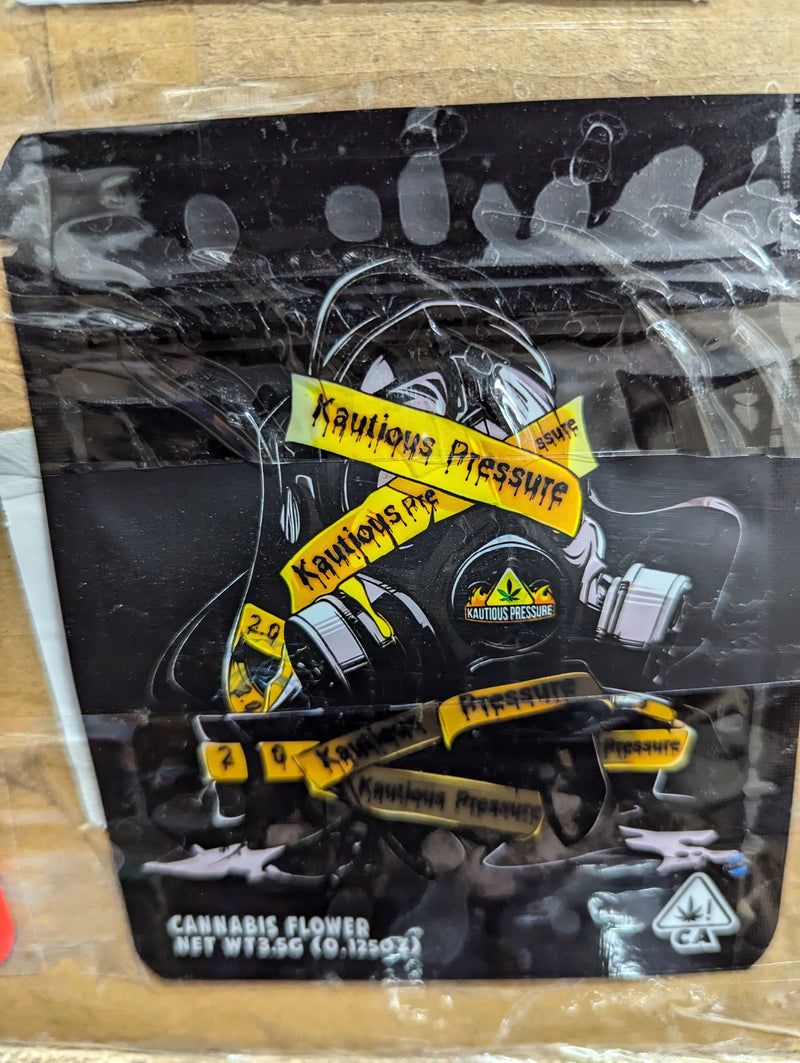 Smell-proof Kautious Pressure bags by The Baggie Store, 50-pack, shown in a close-up image highlighting their durable, airtight design.