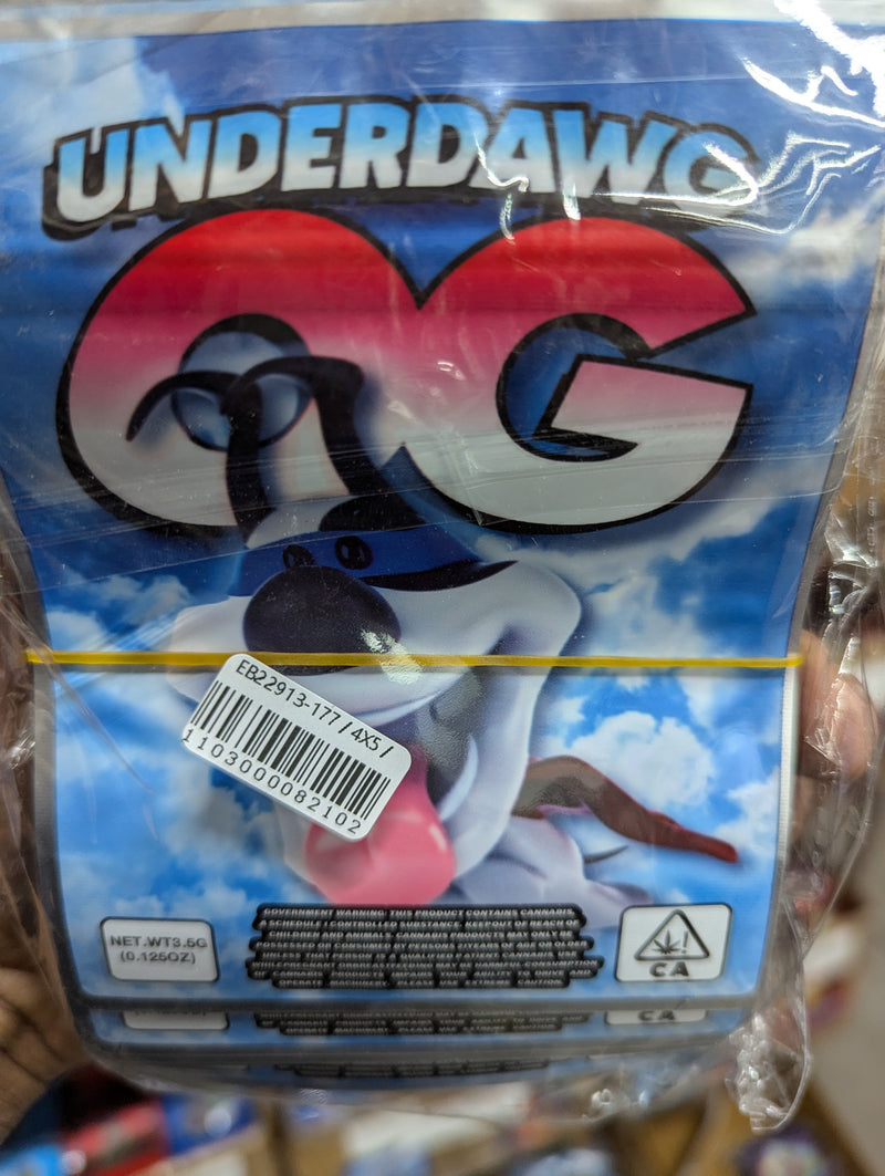 Smell proof Underdawg OG storage bags from The Baggie Store, 50-pack, featuring secure, odor-resistant design and resealable closure.