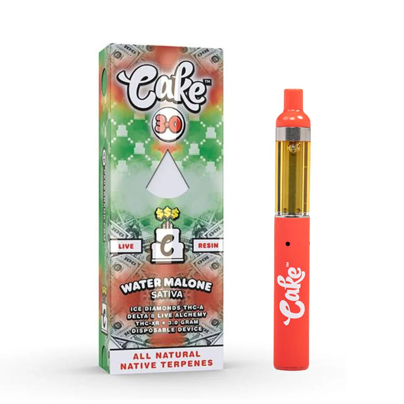 Cake Moneyline 3G THC Blend disposable vape pen with sleek design and branding, ideal for cannabis concentrate consumption.