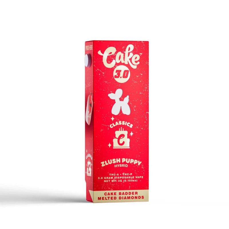 Cake Melted Diamonds Blend Disposable Vape 3G with sleek design and colorful branding, showcasing the compact, portable vape device.