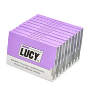 LUCY Lucy Nicotine Gum 4MG in a 10-count sleeve, showing the packaging and gum pieces for nicotine craving relief.