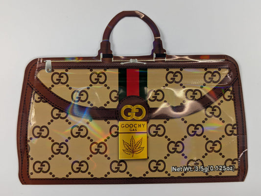 Smell-proof GG Goochy Gas Handbag by The Baggie Store, showing sleek design and secure zipper closure.