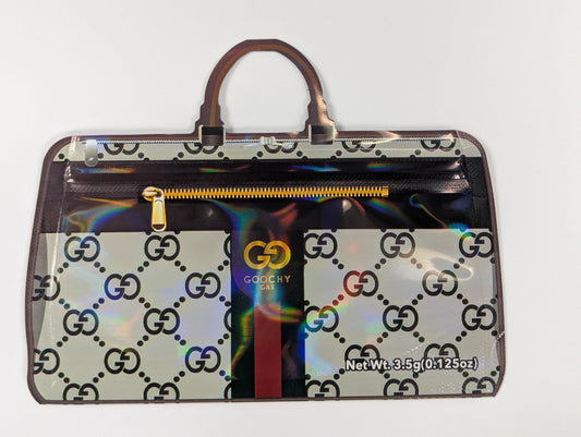 White GG Goochy Gas smell-proof handbag from The Baggie Store with a sleek design and secure closure for discreet storage.