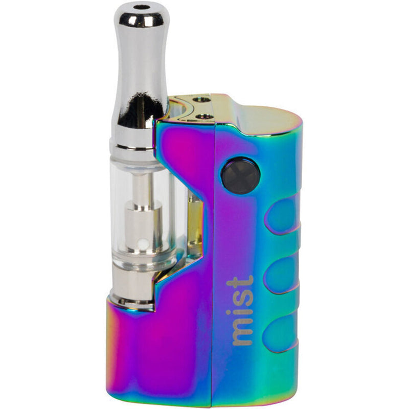 The Kind Pen Mist vaporizer in black with sleek design, featuring a mouthpiece and control buttons for easy use.
