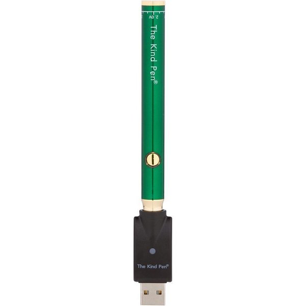 The Kind Pen Twist 510 Thread Vaporizer battery showing a sleek black design with adjustable voltage dial and 510 threading.