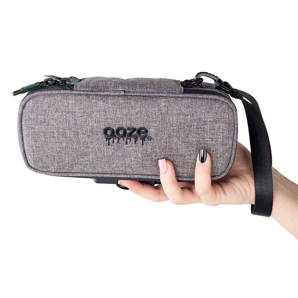 Ooze Traveler Smell Proof Travel Pouch in smoke gray, compact apparel pouch with secure zipper closure for discreet storage