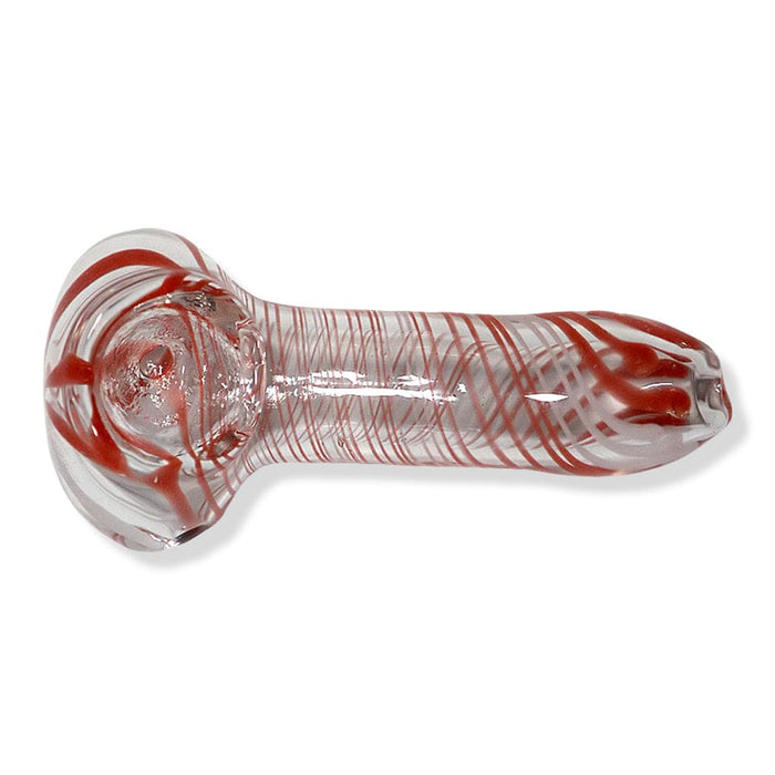 Clear Glass Hand Pipe w/ Colored Striped Inlay Default Title