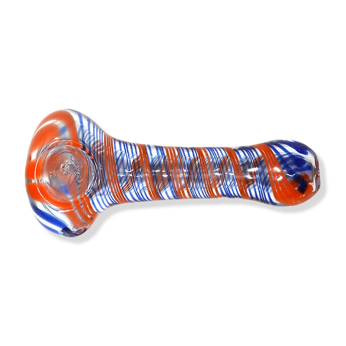 Clear Glass Hand Pipe w/ Colored Striped Inlay Default Title