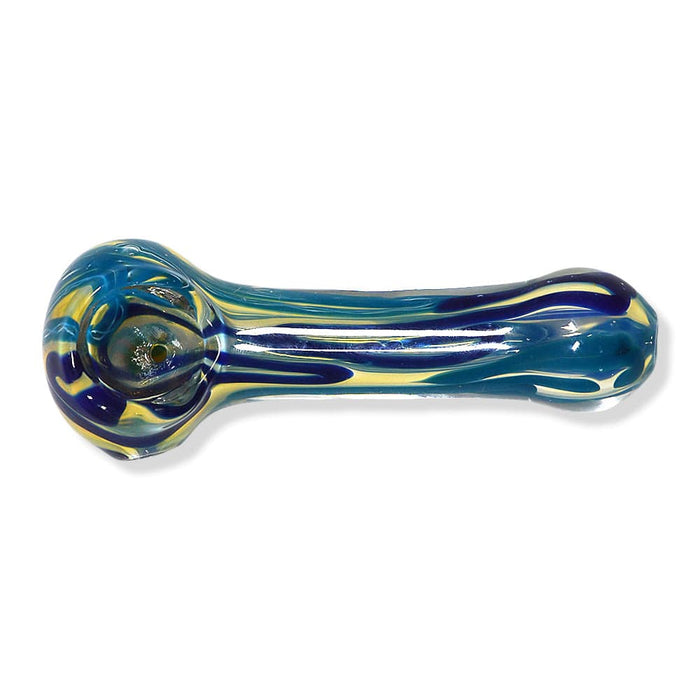 Glass Spoon Pipe w/ Colored Striped Inlay Default Title