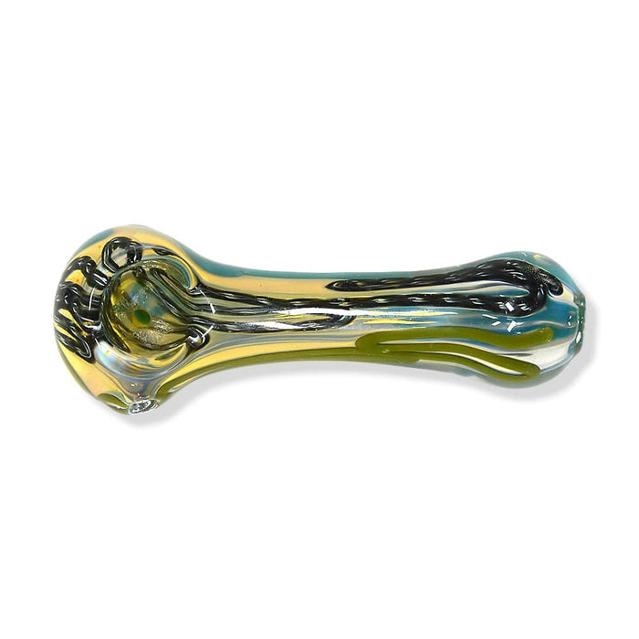 Glass Spoon Pipe w/ Colored Striped Inlay Default Title