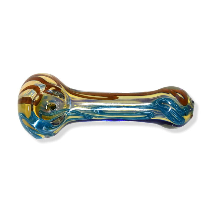 Glass Spoon Pipe w/ Colored Striped Inlay Default Title