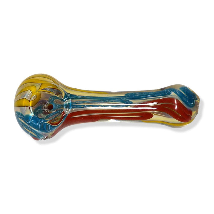 Glass Spoon Pipe w/ Colored Striped Inlay Default Title