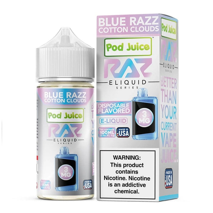 Pod Juice x RAZ Blue Razz Cotton Clouds Synthetic Vape Juice 100ml