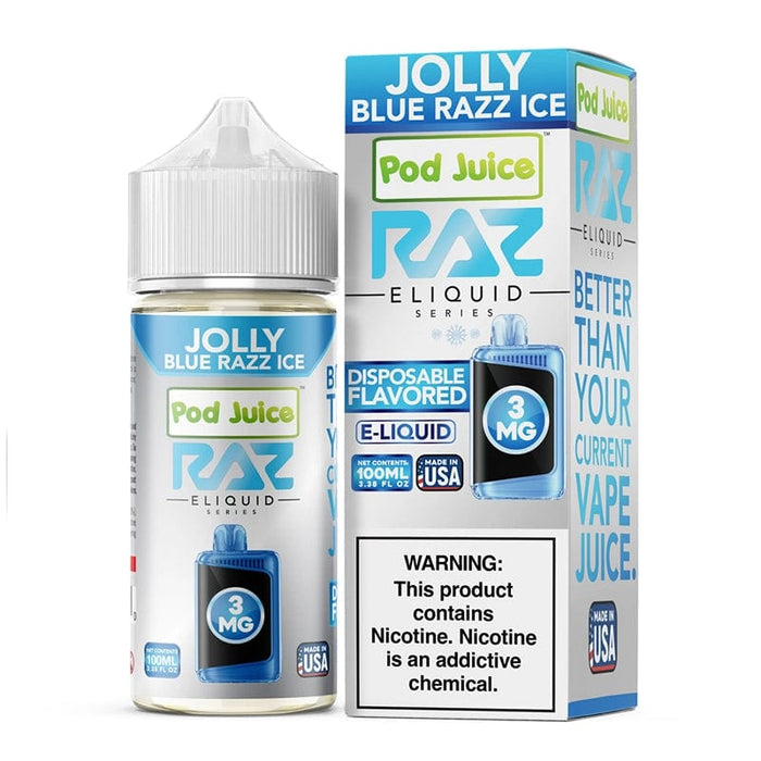 Pod Juice x RAZ Jolly Blue Razz Ice Synthetic Vape Juice 100ml