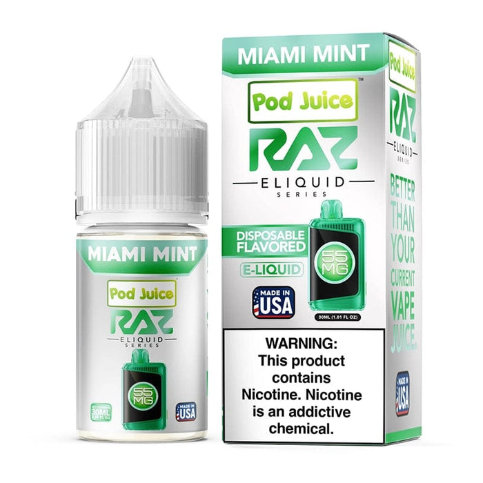 Pod Juice x RAZ Miami Mint  TFN Salt Vape Juice 30ml