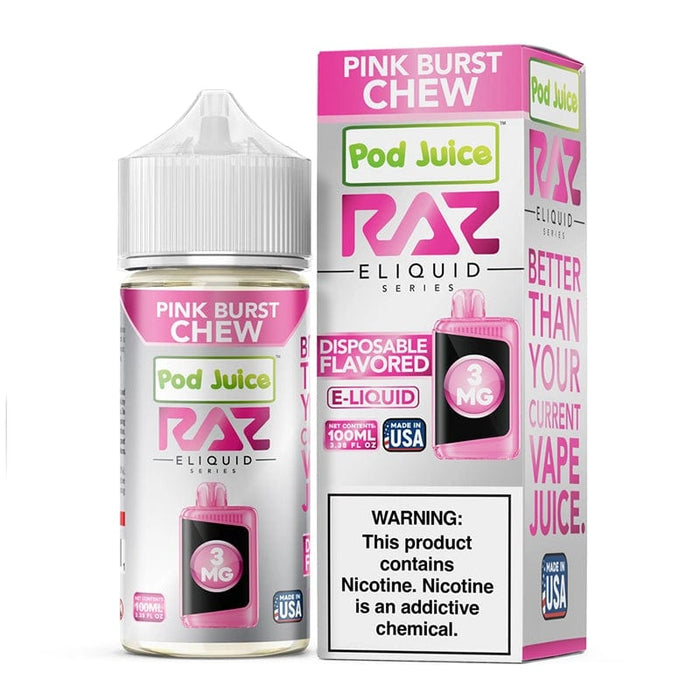 Pod Juice x RAZ Pink Burst Chew Synthetic Vape Juice 100ml