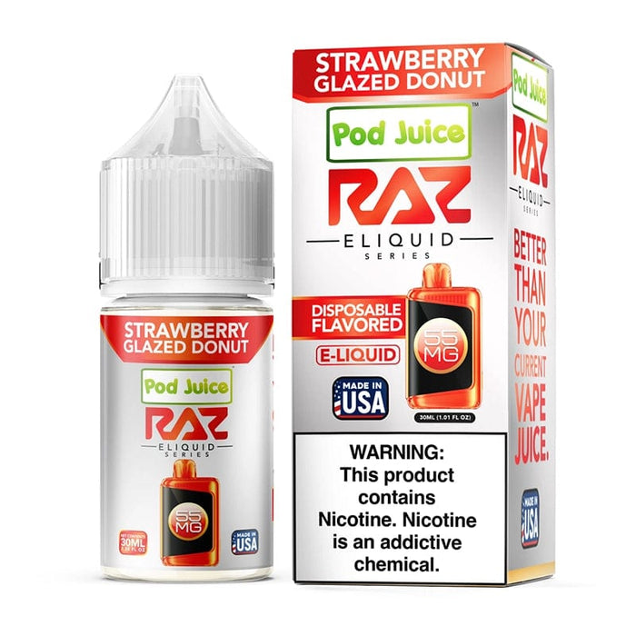 Pod Juice x RAZ Strawberry Glazed Donut TFN Salt Vape Juice 30ml