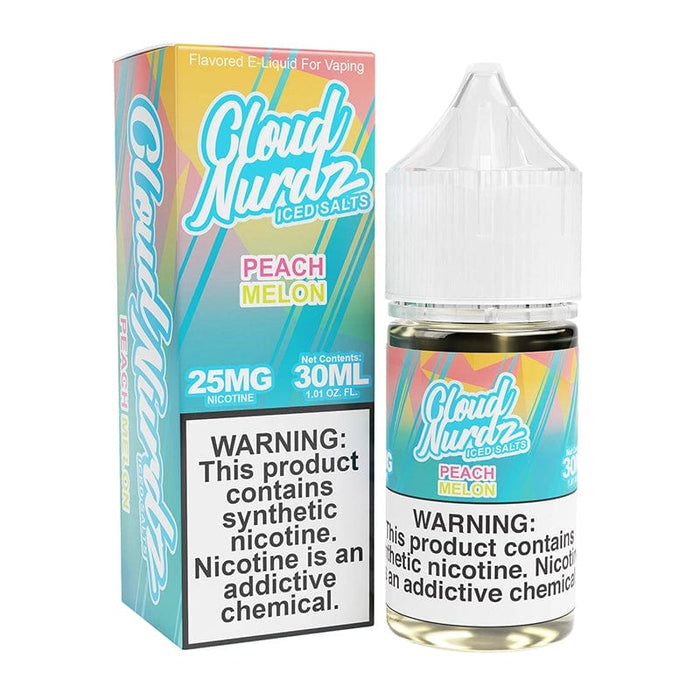 Cloud Nurdz ICED Peach Melon TFN Salt Vape Juice 30ml