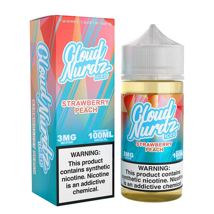 Cloud Nurdz ICED Strawberry Peach Synthetic Vape Juice 100ml