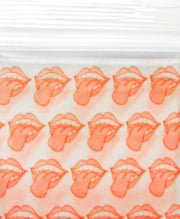 Original Apple Bags by The Baggie Store, size 1/2" x 1/2", shown in a close-up image with a big mouth opening.