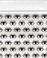 Black spider illustration on a black 1/2" x 1/2" SIZE 1212 Original Apple Bag from The Baggie Store.