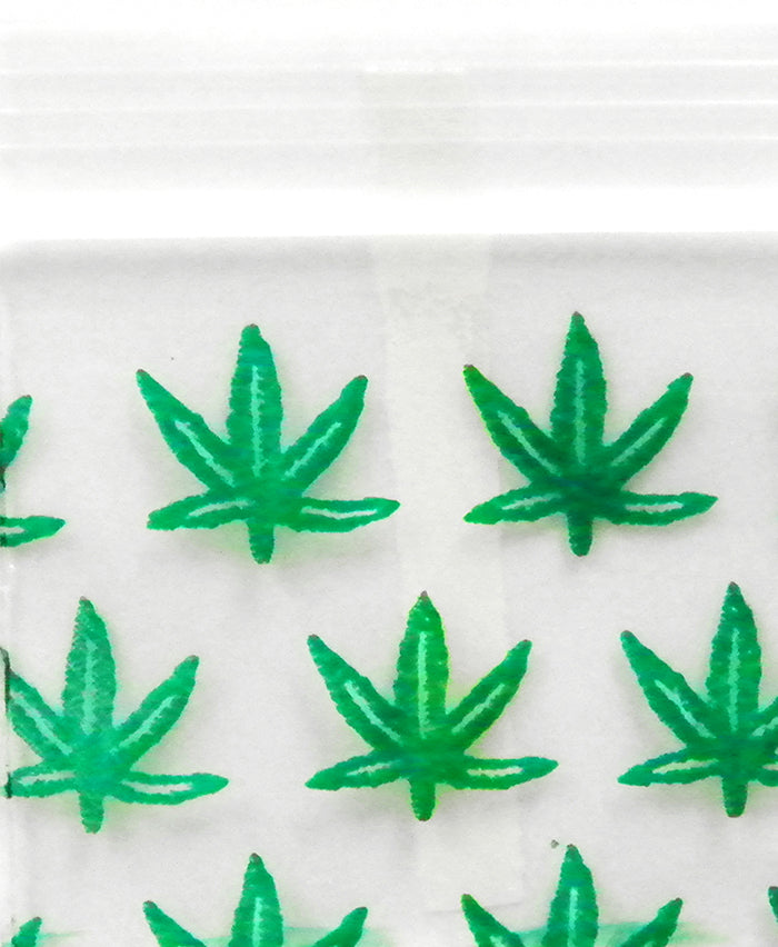 Size 1212 original Apple Bags from The Baggie Store, 1/2 inch by 1/2 inch, shown in leaf pattern on transparent background.