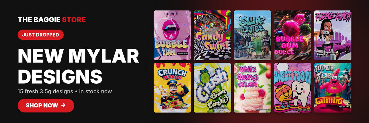 Shop 15 new 3.5g mylar bag designs at The Baggie Store