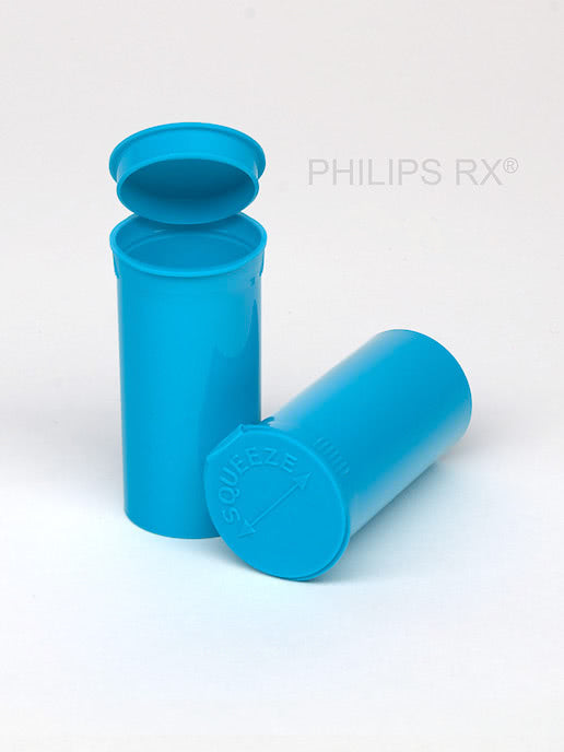 PHILIPS RX Aqua 13 dram pop-top container, medication bottle with white cap