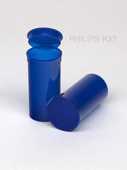 PHILIPS RX Blue 13 dram pop-top container, medication bottle with white cap